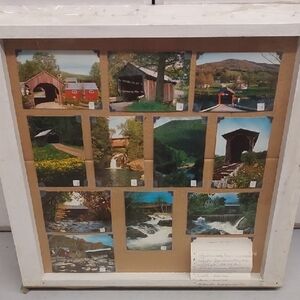 RARE Vintage Collection of Vermont Covered Bridges in Window Frame